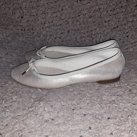 MASSIMO DUTTI-Gold Metallic Brushed Leather Ballet Flats-Sz 38-Excellent - Picture 2 of 8